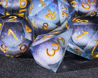 Galaxy liquid core dice set for role playing games | dungeons and dragons dice set | liquid core dnd dice set | liquid d&d dice set