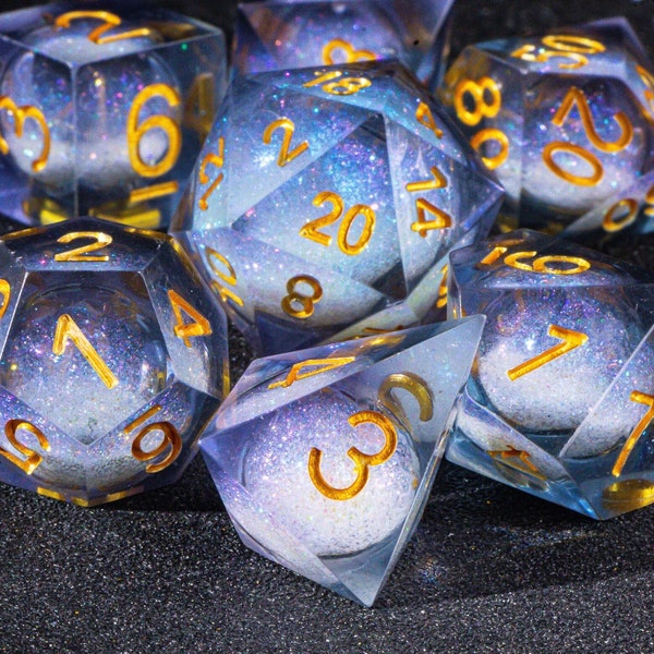 Galaxy liquid core dice set for role playing games | dungeons and dragons dice set | liquid core dnd dice set | liquid d&d dice set