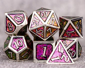 DnD Metal Dice Set For Dungeons and Dragons |  D&D, Pathfinder, D20, Polyhedral dice | Dice Box,Dice Bag Gifts | tabletop games dice