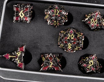 Metall Würfel Set für Rollenspiele | Prismatic Black Gold Metall D & D Würfel Set | Dungeons and Dragons Würfel | Neues Metall dnd Würfel Set