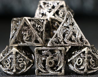 Metal Hollow Dice Set for Table Games - Hollow Dragons, Dungeons & Dragons,dnd dice