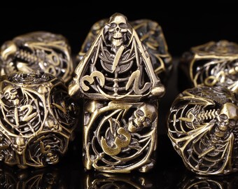 Skull Hollow DND Dice Set | Role Playing Games - dungeons and dragons metal dice | Metal hollow dice - tabletop games dice set | RPG Dice