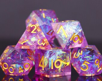 Sharp Edge DND Dice Set / Galaxy Resin Dice / Polyhedral Dice Set of 7 / Dungeons and Dragons Dice For Board Games