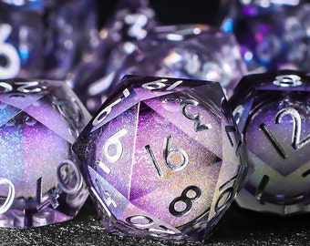 Liquid core dice set for role playing games ， liquid core dnd dice set，Grey liquid dice ，polyhedral resin dice set ，dnd dice liquid core