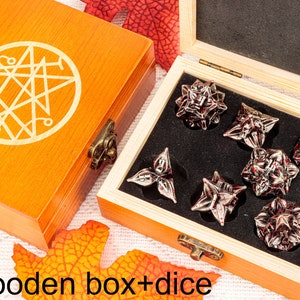 Metal flower black gold dice set dnd for Role Playing Games Metal D&D Dice Set for tabletop games Dungeons and Dragons flower dice set image 10