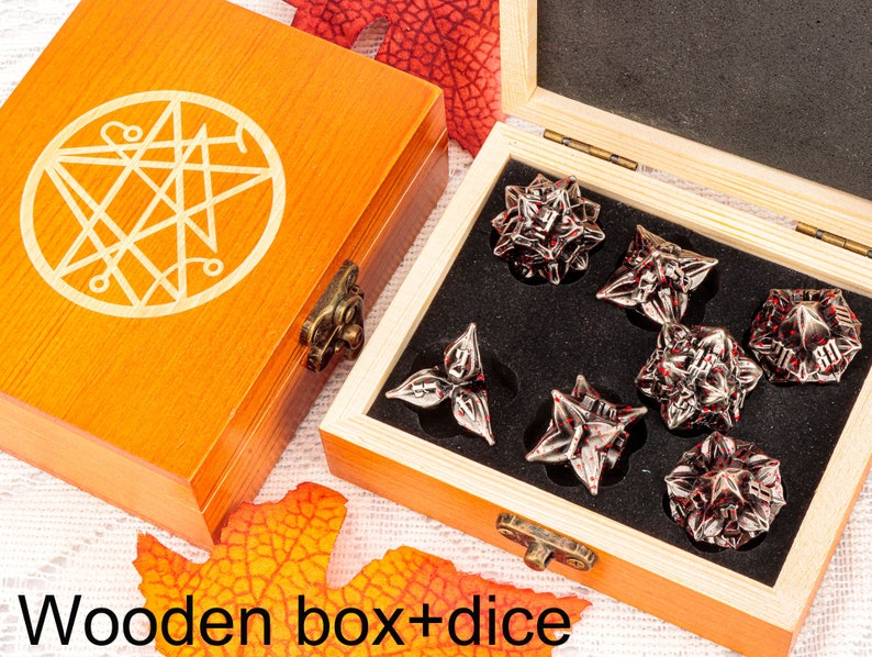 Metal flower black gold dice set dnd for Role Playing Games Metal D&D Dice Set for tabletop games Dungeons and Dragons flower dice set image 10