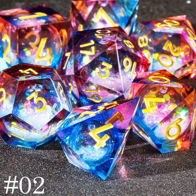 Galaxy liquid core dice set for role playing games dungeons and dragons dice set liquid core dnd dice set liquid d&d dice set image 3