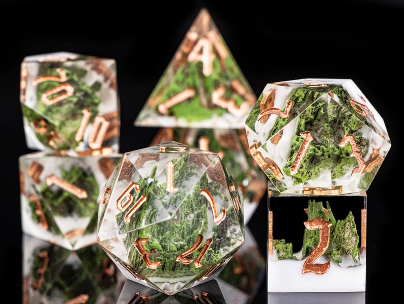 Resin mountain dice for dnd gifts , Handmade resin dice set for gifts , Resin sharp edge dnd dice set d&d dice set,dnd dice set resin image 1