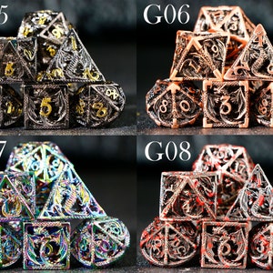 hollow dragon metal dnd dice for gifts New Dungeons & Dragons dice set Good quality hollow dice image 5