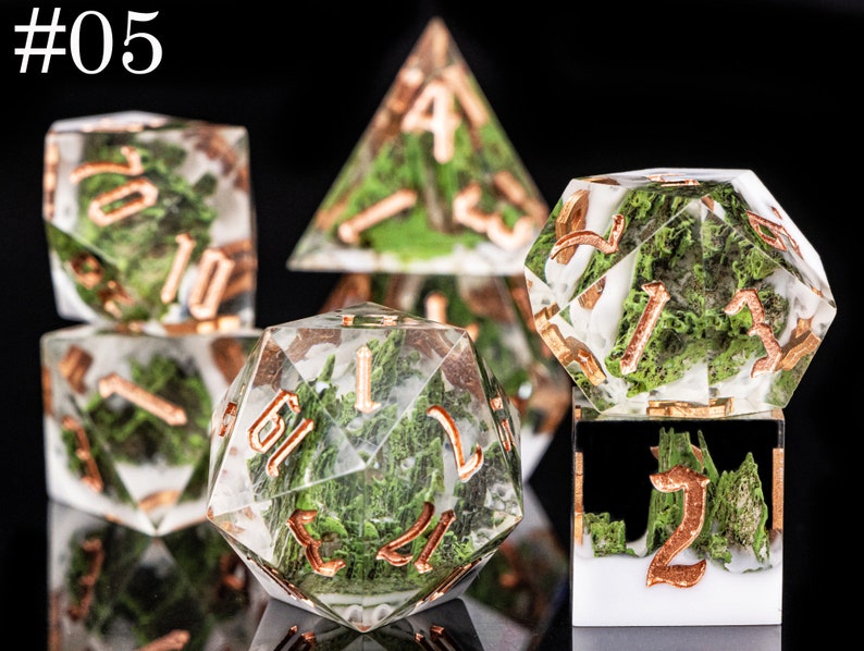 Resin mountain dice for dnd gifts , Handmade resin dice set for gifts , Resin sharp edge dnd dice set d&d dice set,dnd dice set resin #05