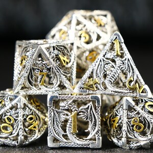 hollow dragon metal dnd dice for gifts New Dungeons & Dragons dice set Good quality hollow dice image 10