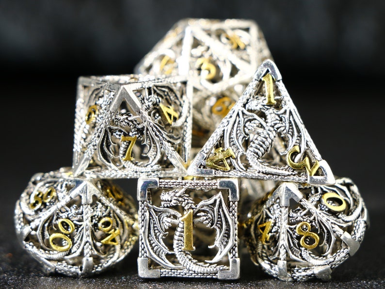 hollow dragon metal dnd dice for gifts New Dungeons & Dragons dice set Good quality hollow dice image 10