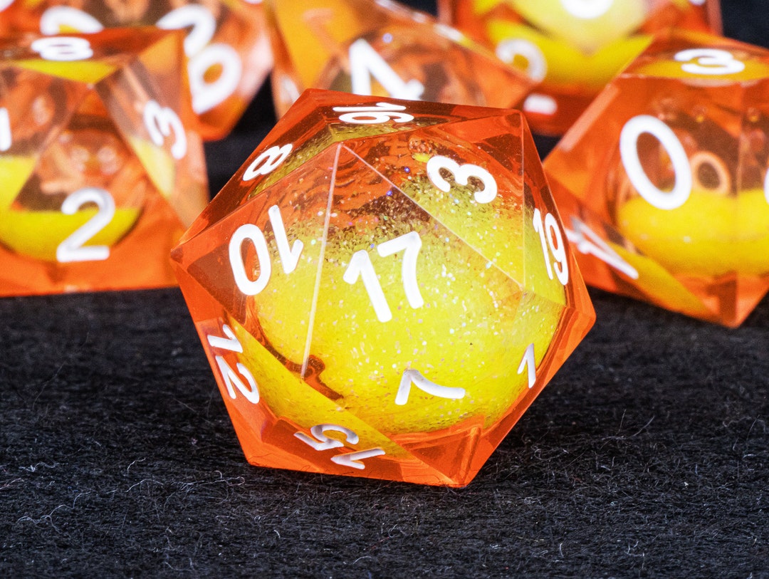 Dnd Liquid Core D&d Dice for Role Playing Games Orange Liquid Core