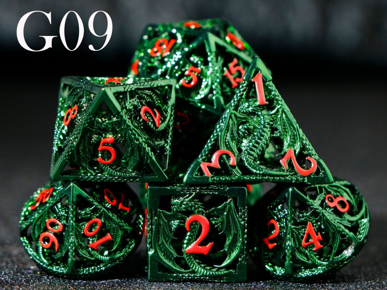 hollow dragon metal dnd dice for gifts New Dungeons & Dragons dice set Good quality hollow dice G09