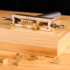 Marcador de letras de madera personalizado, marcador de números, marcador de símbolos, marcador de cuero, sello de letras, sello de madera y latón.
