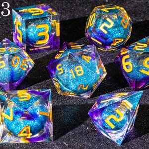 Dnd dice set liquid cores Galaxy liquid core dice set Full dungeons and dragons dice set Liquid core dice set dnd role playing games image 4