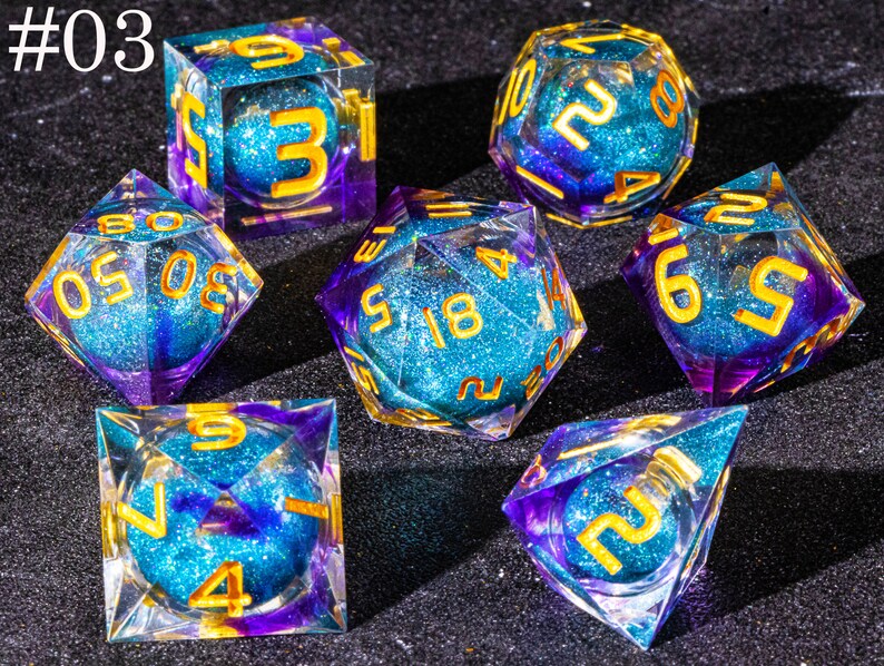 Dnd dice set liquid cores Galaxy liquid core dice set Full dungeons and dragons dice set Liquid core dice set dnd role playing games image 4