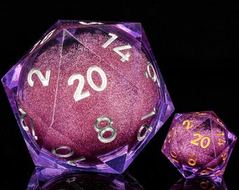 d20 Flüssigkernwürfel für Tabletop-Spiele | Liquid core d20 d&d Würfel für die Magie des Sammelns | Flüssigkern Würfel Set | großer flüssiger d20 Würfel