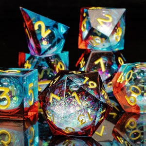 Two-tone resin liquid core d&d dice for role playing games | Dnd liquid resin dice set | Dungeons and dragons liquid core dice, rpg dice set