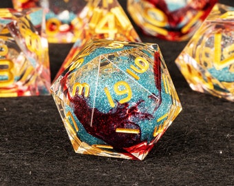 Liquid core d&d dice for role playing games | Liquid core dungeons and dragons dice set | Resin liquid core dnd dice set | polyhedral dice