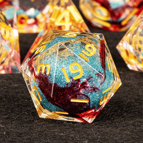 Liquid core d&d dice for role playing games | Liquid core dungeons and dragons dice set | Resin liquid core dnd dice set | polyhedral dice