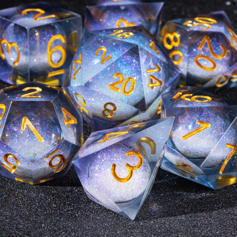 Galaxy liquid core dice set for role playing games dungeons and dragons dice set liquid core dnd dice set liquid d&d dice set image 1