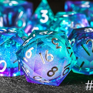 Paillette Liquid core dice set for role playing games ,liquid core dnd dice set for dnd gifts , polyhedral resin dicednd dice liquid core #01