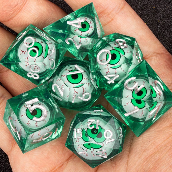 Beholder's Eye - Liquid Core Dice Set For RPG Games| liquid core dice for dungeons and dragons | Sage's Eye of the Beholder Liquid Core dice