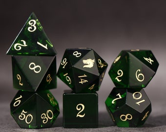Green Glass DnD Dice Set dragon Dice / Dungeons & Dragons dice / D20 dragon dice  / tabletop games dice / Dragon Dnd Dice Set for Board Game