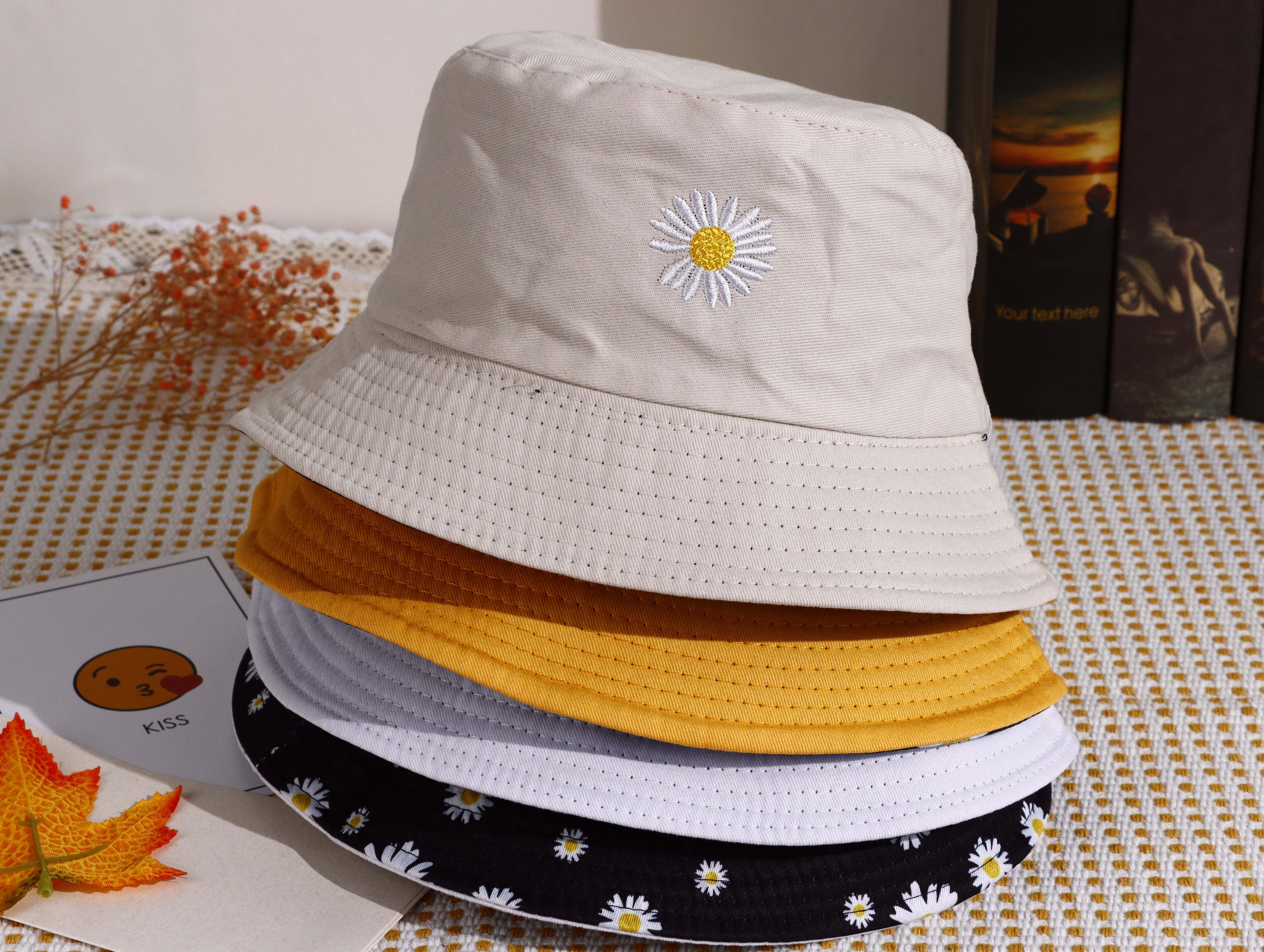 Daisy bucket hat for women Embroidered knitted bucket hat Etsy