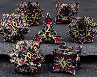 dnd metal dice set | Tabletop Game Metal Dice | Metal D&D Dice of 7 | Prismatic bronze Metal Dice Set | New Dungeons and Dragons dice