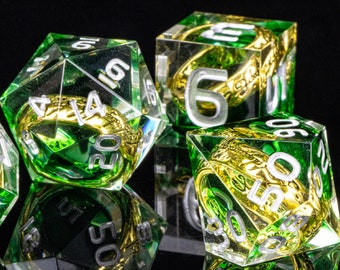 Transparent rings resin dnd dice set , Dnd resin dice set for role playing games , lord of dice , Green resin dice set , game dice set