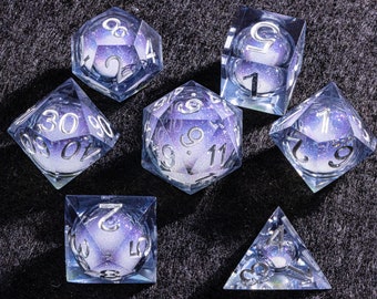 liquid core dnd dice set | black resin liquid core dice set | dungeons and dragons dice set | Liquid core dice set for role playing games
