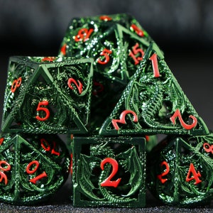 hollow dragon metal dnd dice for gifts New Dungeons & Dragons dice set Good quality hollow dice image 1