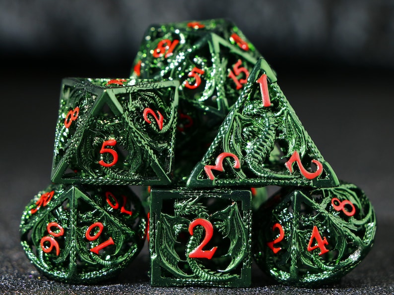 hollow dragon metal dnd dice for gifts New Dungeons & Dragons dice set Good quality hollow dice image 1