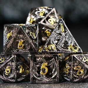 hollow dragon metal dnd dice for gifts New Dungeons & Dragons dice set Good quality hollow dice image 2