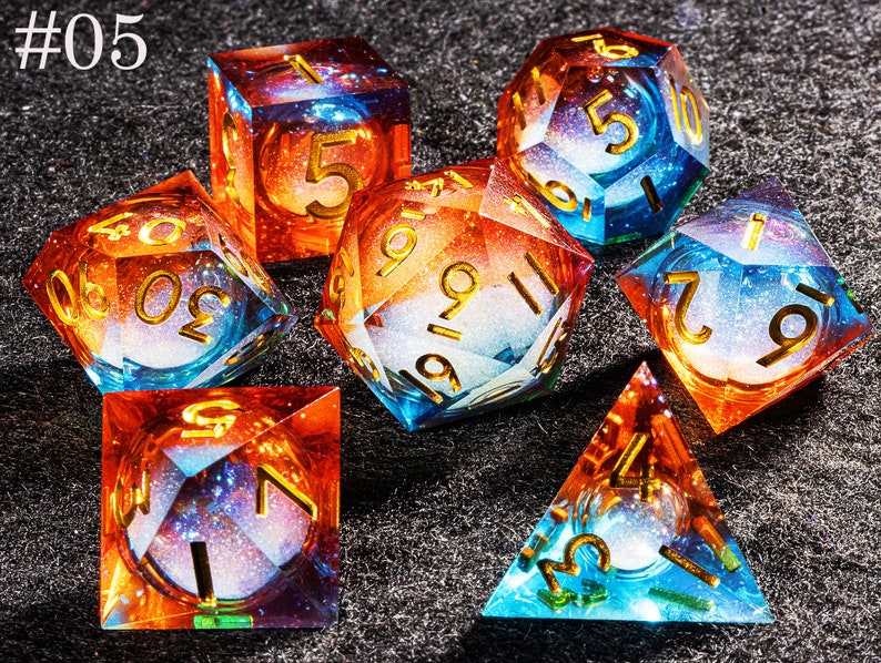 Dnd dice set liquid cores Galaxy liquid core dice set Full dungeons and dragons dice set Liquid core dice set dnd role playing games image 6