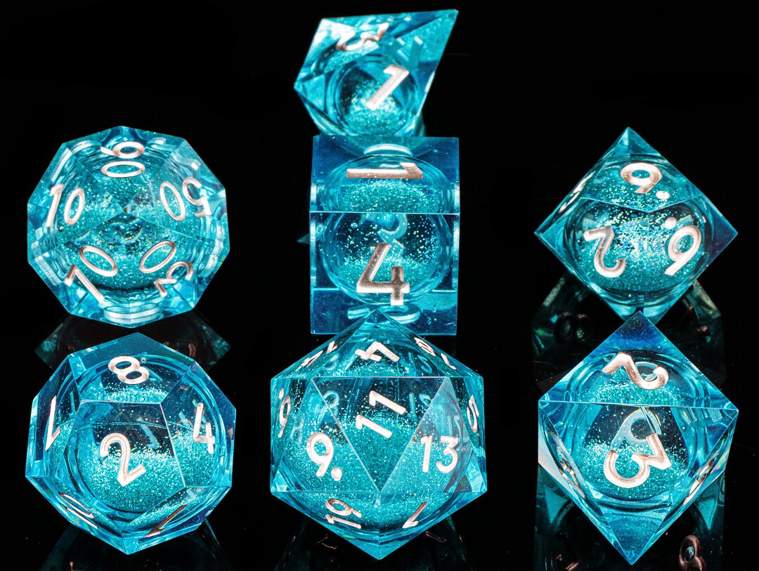 Blue Liquid Core Dnd Dice Set Galaxy Liquid Core D&d Dice for Board