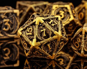 D&D Drache Metallwürfel für Geschenke | Dungeons and Dragons Würfel | Metall D & D Würfel | Hohldrache Metal Würfelset | Rollenspiel Würfelset | D20 W6 Würfel