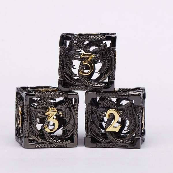 Dnd d6 dice for role playing games | Dungeons and Dragons | MTG  Games D6 Dice | D6 *3 Metal d&d Dice | Hollow Dragon D6 dice for Board Game