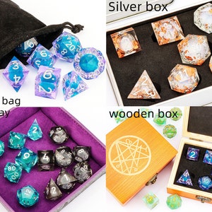 Paillette Liquid core dice set for role playing games ,liquid core dnd dice set for dnd gifts , polyhedral resin dicednd dice liquid core image 10