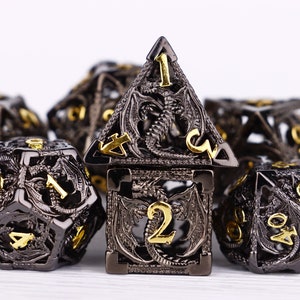 dnd dice set， dragon dice set ，Hollow Dragon metal d&d dice set for dnd gifts , Dungeons and Dragons dice ,RPG dice set,dnd dice set metal