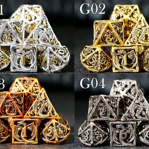 hollow dragon metal dnd dice for gifts New Dungeons & Dragons dice set Good quality hollow dice image 4