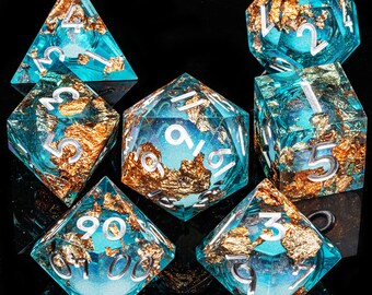 liquid core dnd dice set | Galaxy liquid core dungeons and dragons dice set | Liquid core dice for role playing games | resin d&d dice