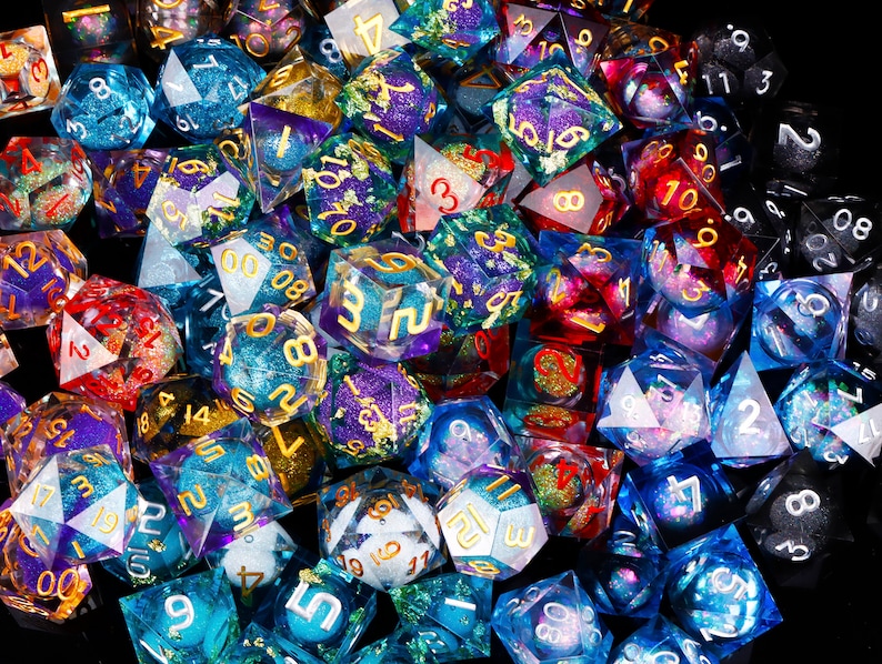 Dés mystérieux à noyau liquide lot de dés polyédriques mystérieux pour donjons et dragons Mystérieux dés D6 en résine, dés mystérieux à noyau liquide d20 image 2