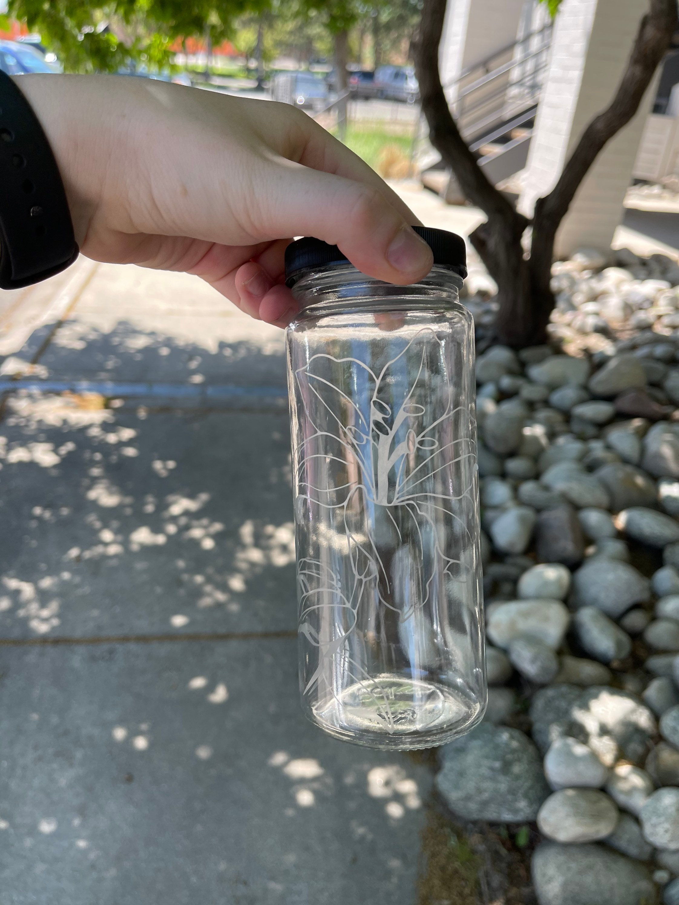 Tall Mason Jar with black lid Etsy