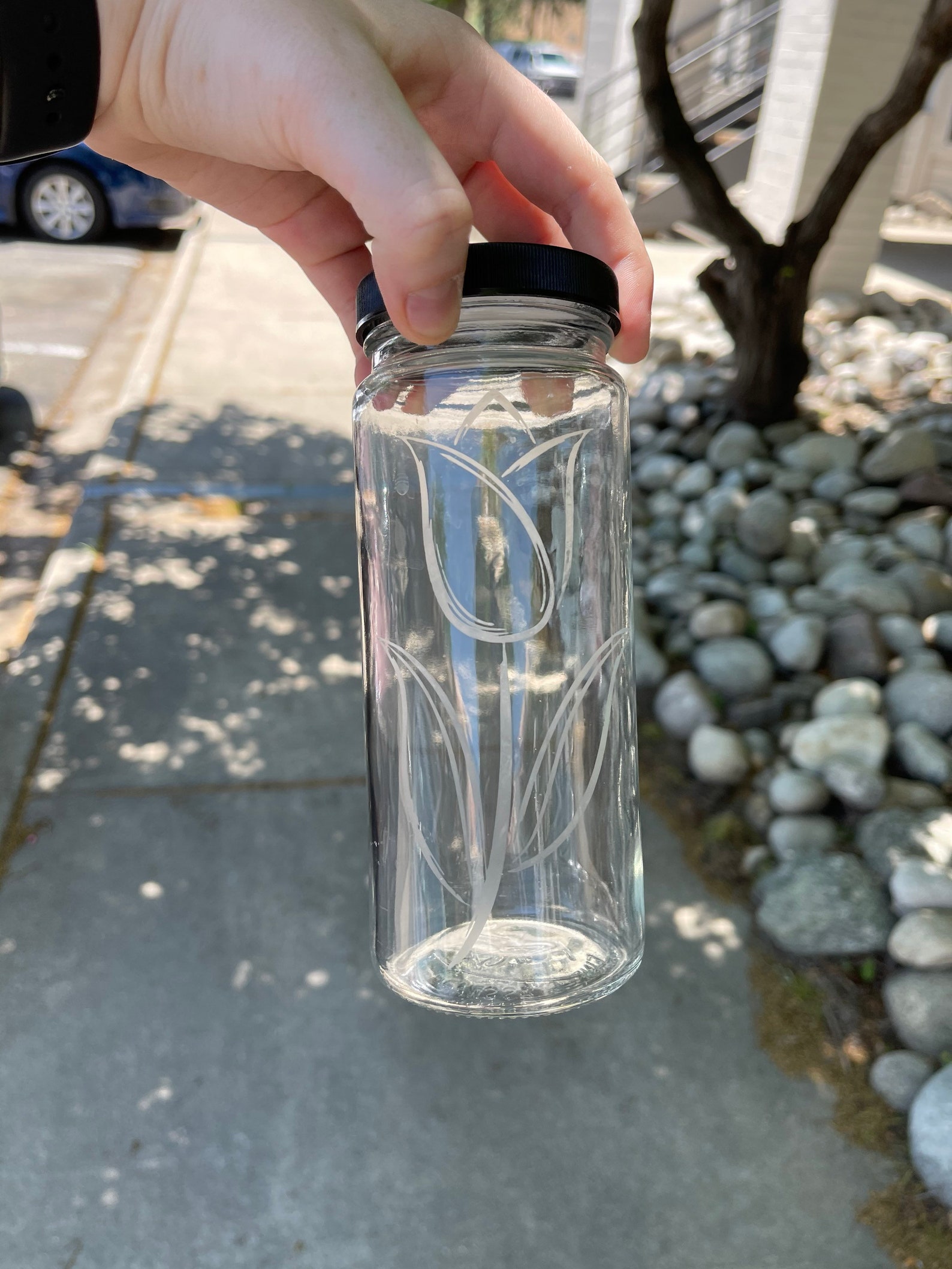 Tall Mason Jar with black lid Etsy