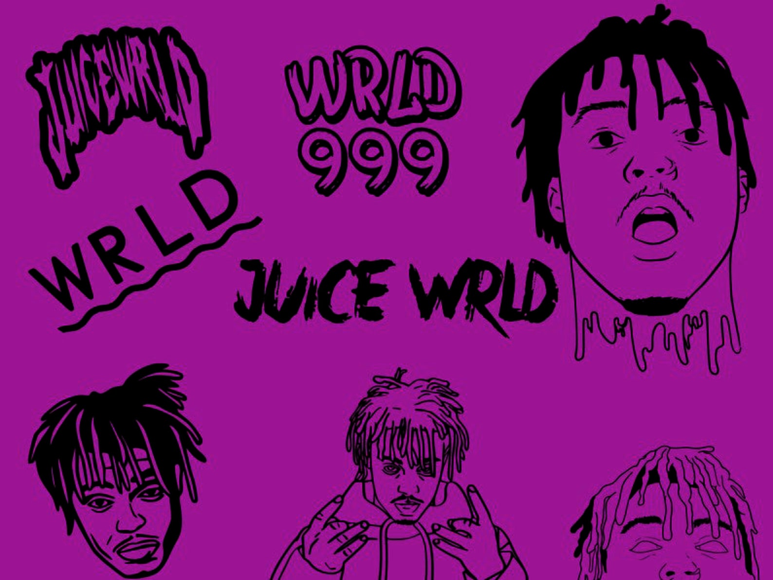 Juice WRLD Vector Pack SVG PNG clip art digital files Etsy