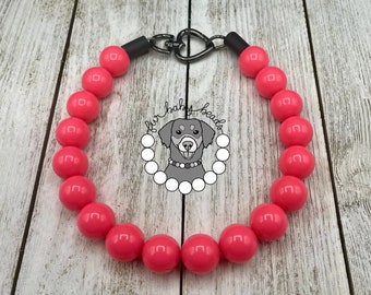 Pretty in Pink Beaded Dog Collar, Beaded Dog Necklace, Hot Pink Beaded Dog Collar