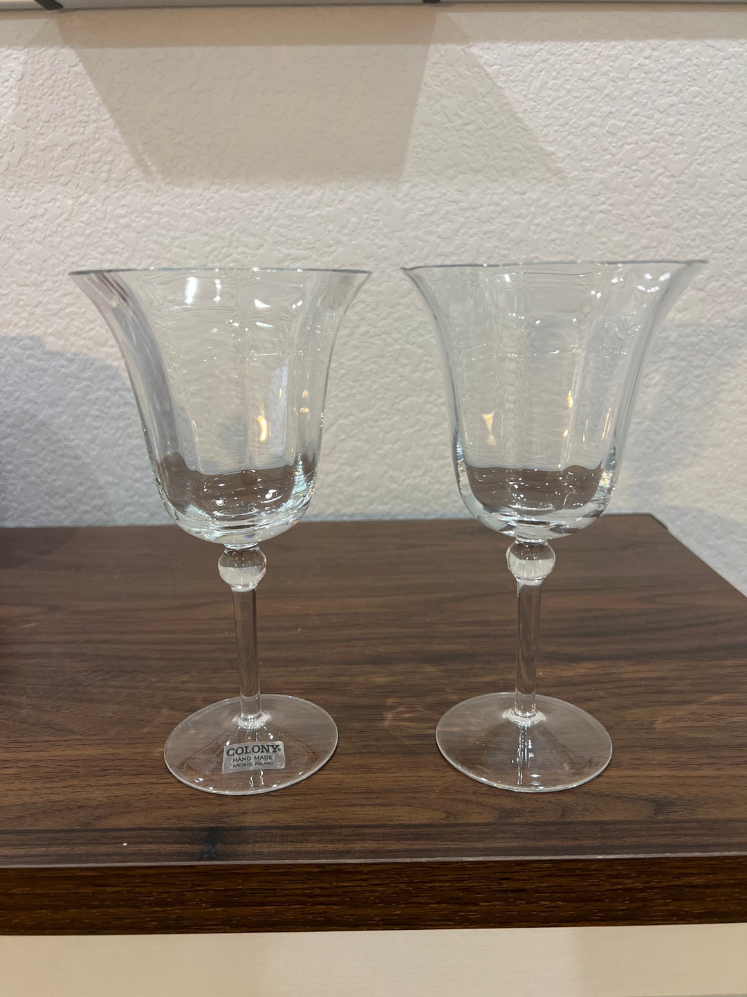 Colony Wine Glasses Krosno Poland Set of 2 Etsy